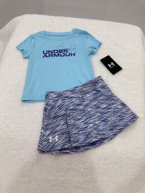 Girl’s Under Armour Light Blue Tee with Purple Space-Dye Skort